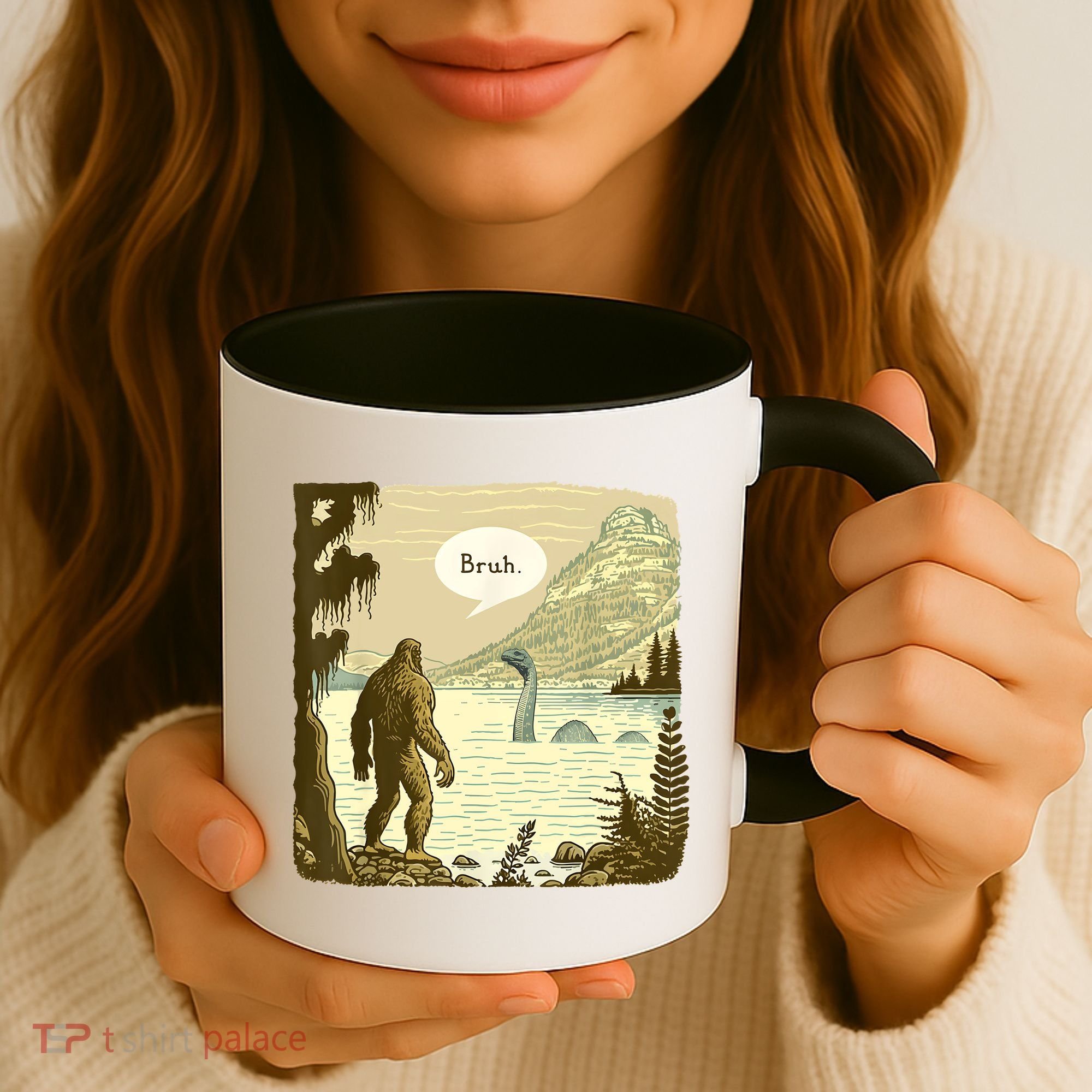 Funny Bigfoot Sasquatch Loch Ness Monster Introvert Bruh Coffee Mug