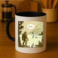 Funny Bigfoot Sasquatch Loch Ness Monster Introvert Bruh Coffee Mug thumb 4