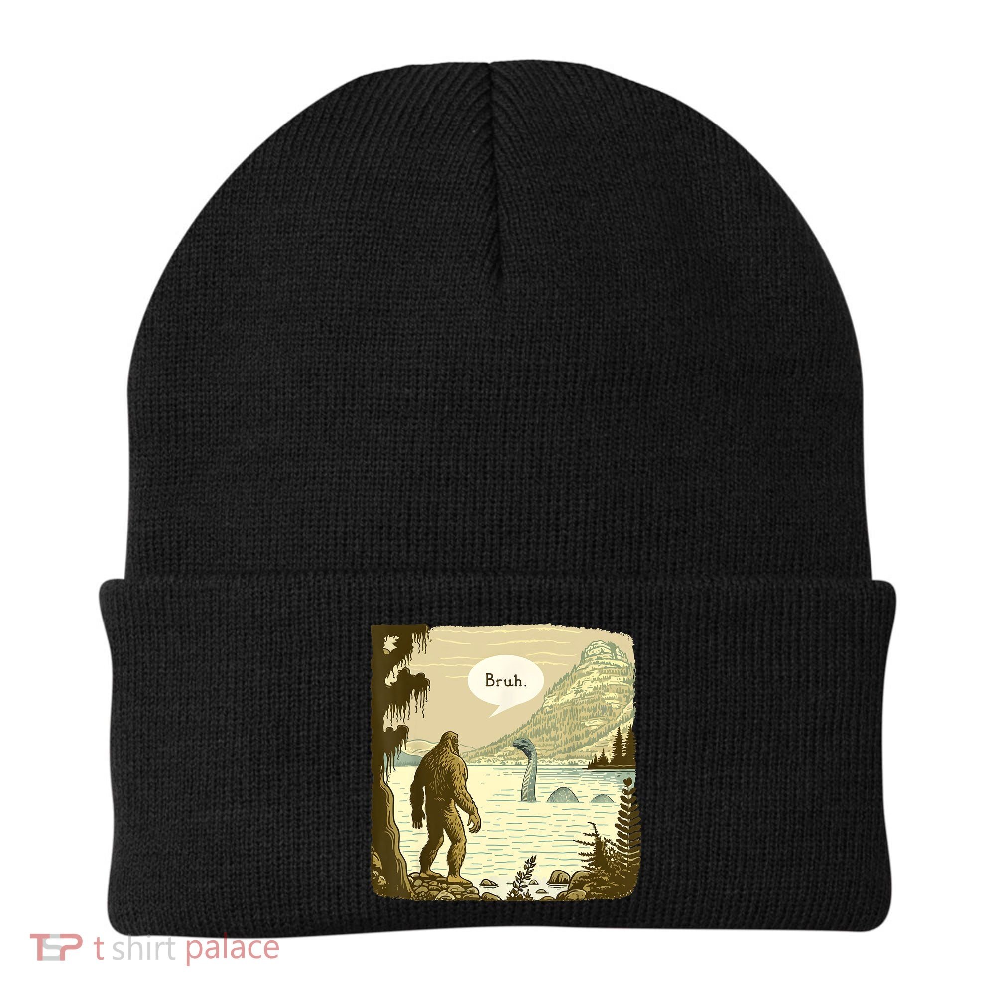 Funny Bigfoot Sasquatch Loch Ness Monster Introvert Bruh Beanie