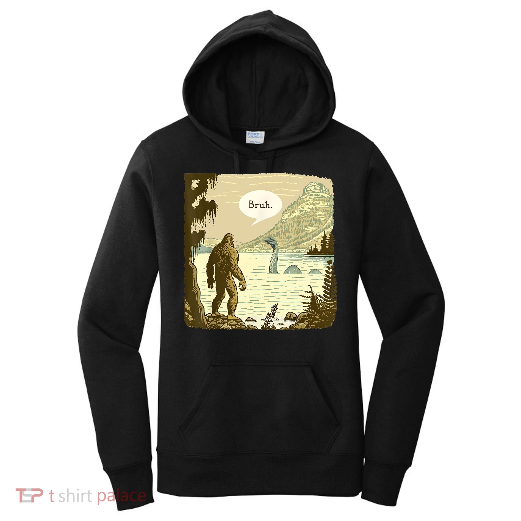 Funny Bigfoot Sasquatch Loch Ness Monster Introvert Bruh Women's Hoodie