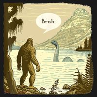 Funny Bigfoot Sasquatch Loch Ness Monster Introvert Bruh Mousepad thumb 1