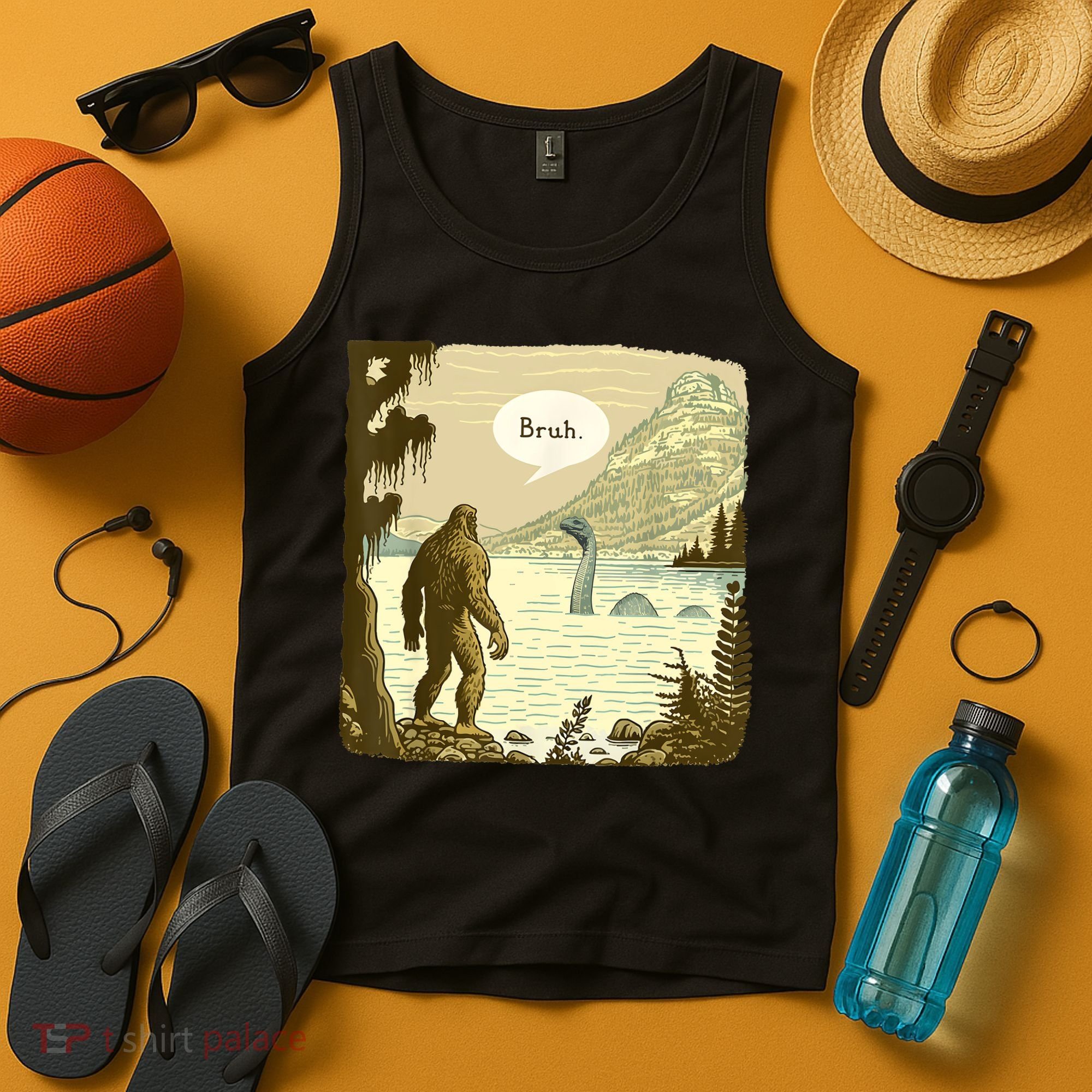 Funny Bigfoot Sasquatch Loch Ness Monster Introvert Bruh Tank Top