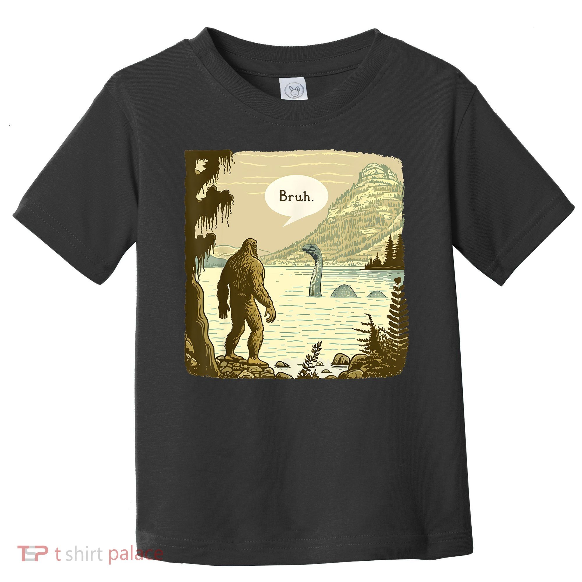 Funny Bigfoot Sasquatch Loch Ness Monster Introvert Bruh Toddler T-Shirt