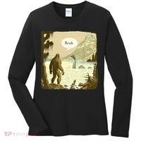 Funny Bigfoot Sasquatch Loch Ness Monster Introvert Bruh Women's Long Sleeve Shirt thumb 0