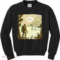 Funny Bigfoot Sasquatch Loch Ness Monster Introvert Bruh Kids Sweatshirt thumb 0
