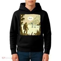 Funny Bigfoot Sasquatch Loch Ness Monster Introvert Bruh Kids Hoodie thumb 4