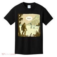 Funny Bigfoot Sasquatch Loch Ness Monster Introvert Bruh Kids T-Shirt thumb 0