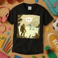 Funny Bigfoot Sasquatch Loch Ness Monster Introvert Bruh Kids T-Shirt thumb 3