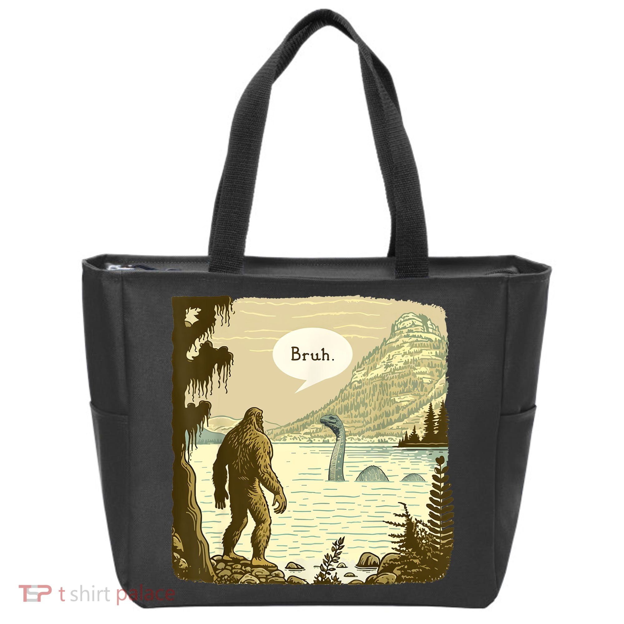 Funny Bigfoot Sasquatch Loch Ness Monster Introvert Bruh Tote Bag