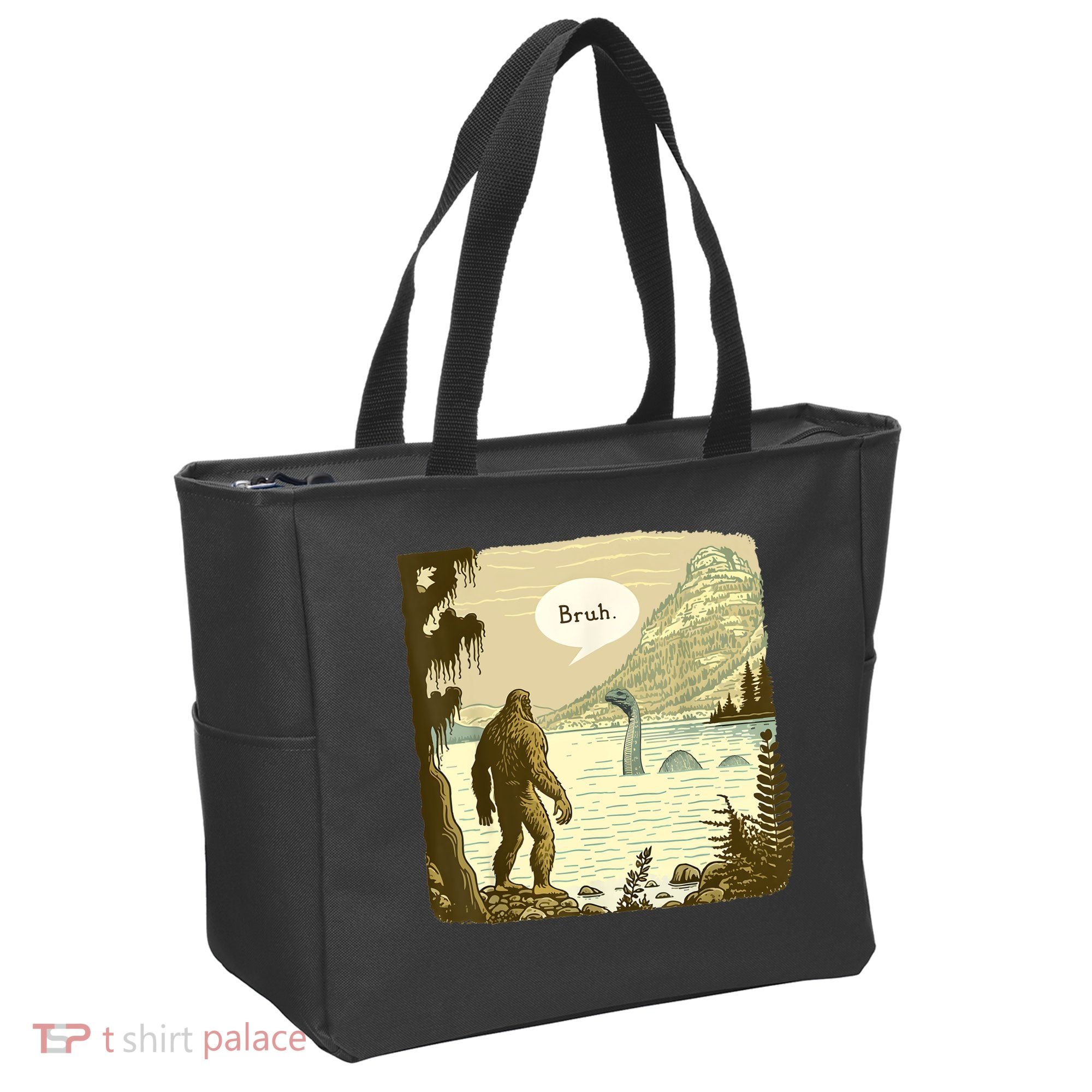 Funny Bigfoot Sasquatch Loch Ness Monster Introvert Bruh Tote Bag