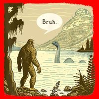 Funny Bigfoot Sasquatch Loch Ness Monster Introvert Bruh Santa Hat thumb 1
