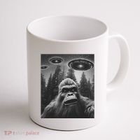 Funny Bigfoot Sasquatch Alien Ufo Coffee Mug thumb 1