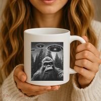 Funny Bigfoot Sasquatch Alien Ufo Coffee Mug thumb 3