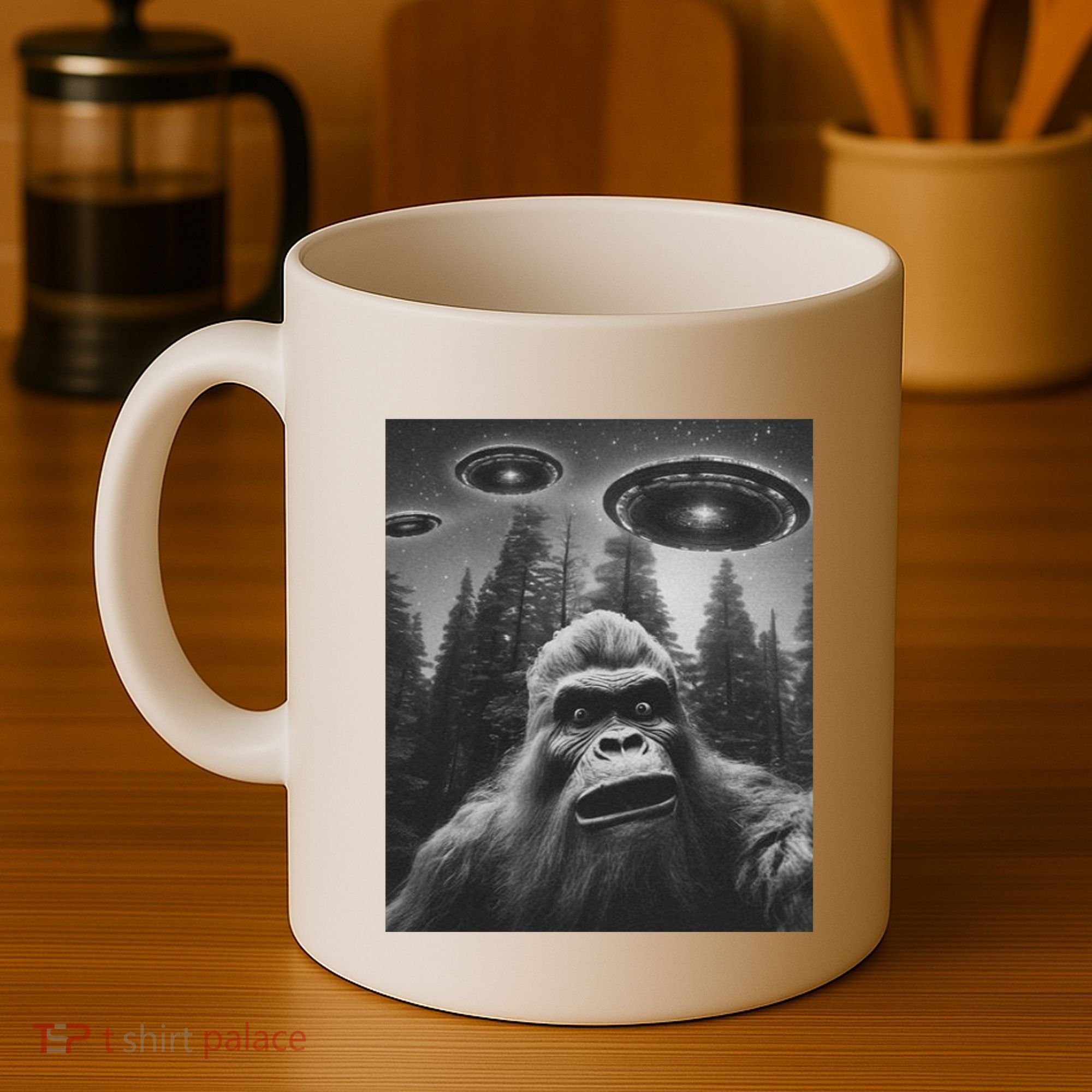 Funny Bigfoot Sasquatch Alien Ufo Coffee Mug