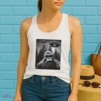 Funny Bigfoot Sasquatch Alien Ufo Women's Tank Top thumb 2