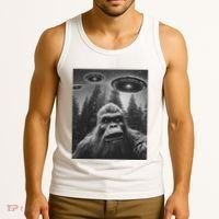 Funny Bigfoot Sasquatch Alien Ufo Tank Top thumb 3