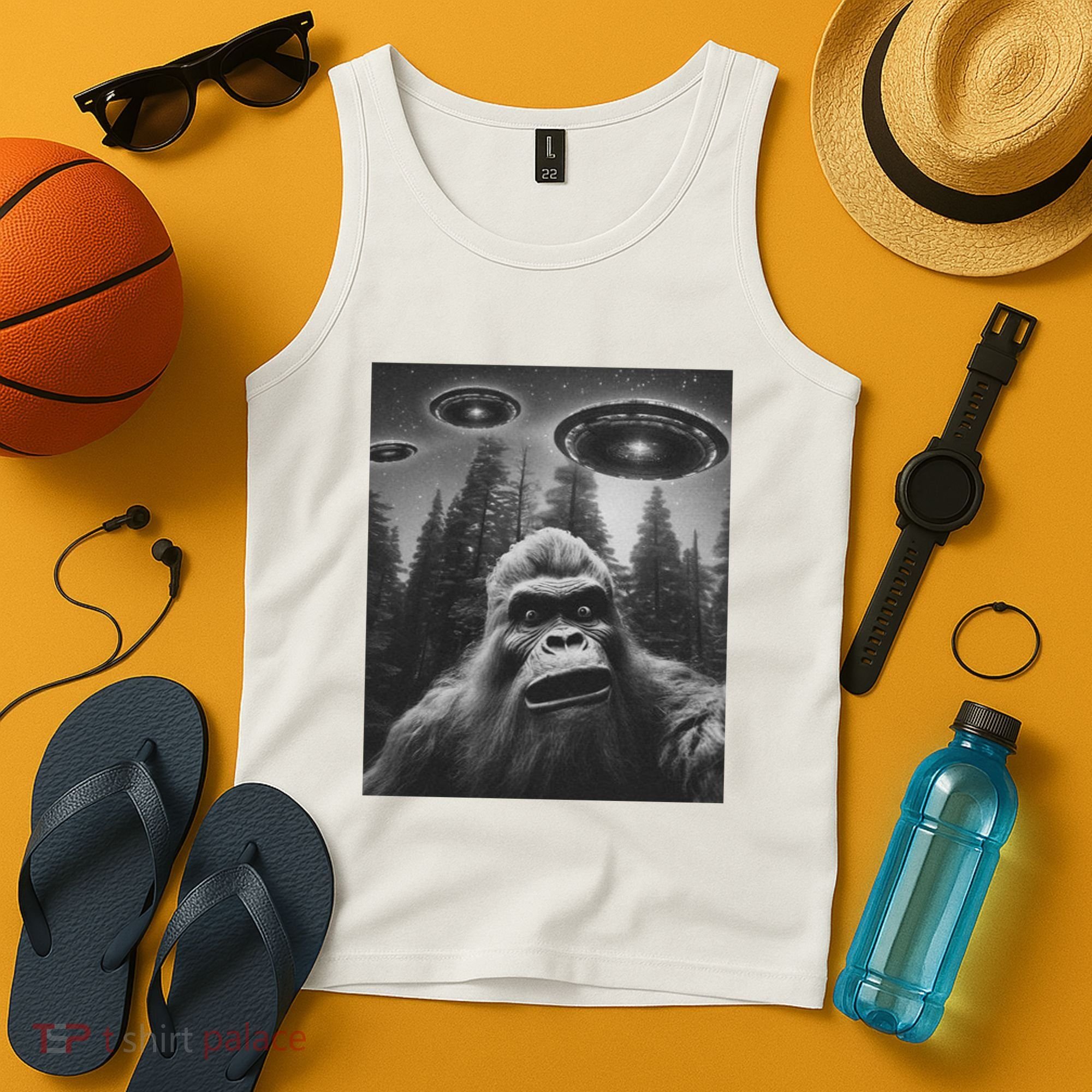 Funny Bigfoot Sasquatch Alien Ufo Tank Top