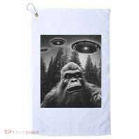 Funny Bigfoot Sasquatch Alien Ufo Golf Towel thumb 0