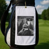 Funny Bigfoot Sasquatch Alien Ufo Golf Towel thumb 2