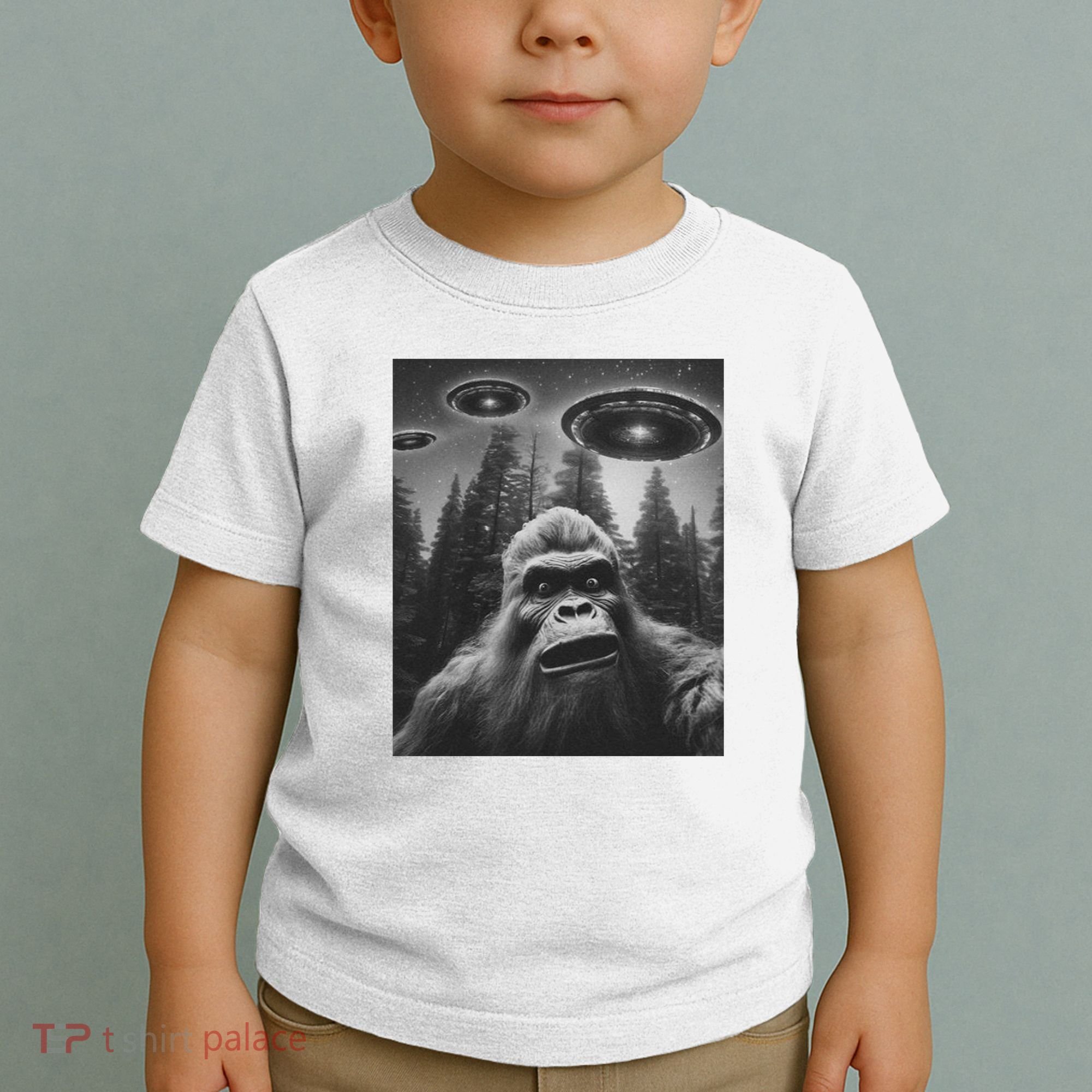 Funny Bigfoot Sasquatch Alien Ufo Toddler T-Shirt