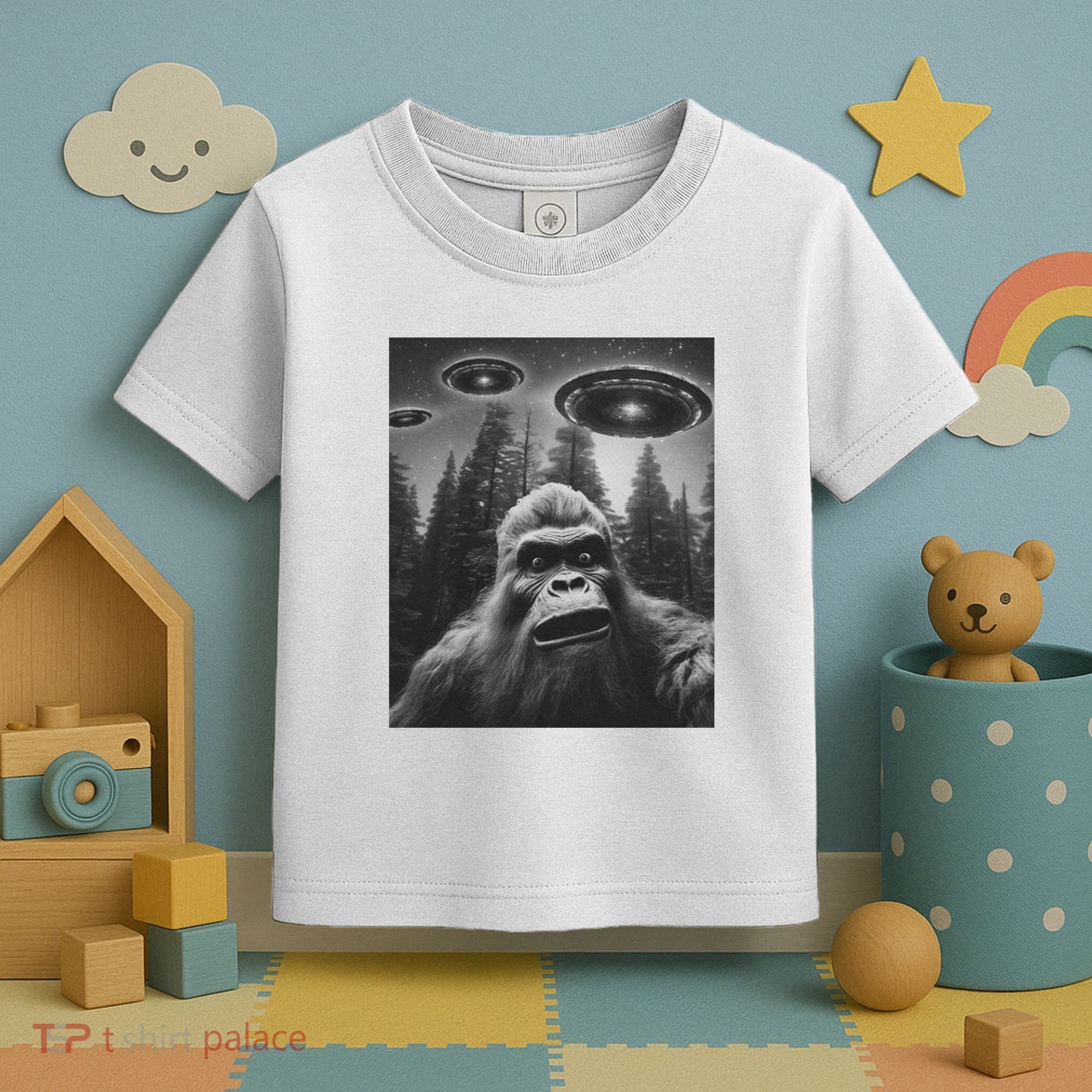 Funny Bigfoot Sasquatch Alien Ufo Toddler T-Shirt