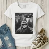 Funny Bigfoot Sasquatch Alien Ufo Women's T-Shirt thumb 3