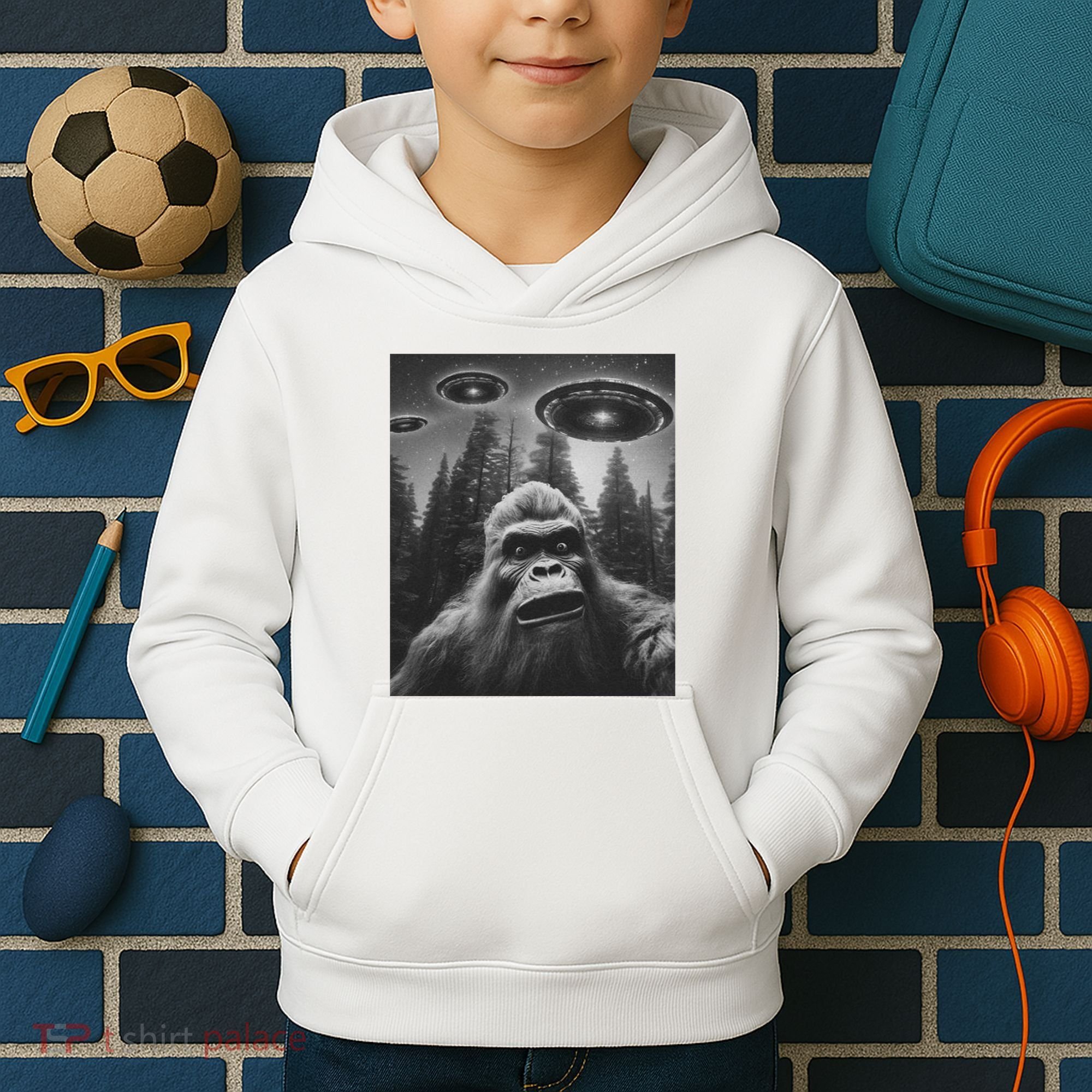 Funny Bigfoot Sasquatch Alien Ufo Kids Hoodie