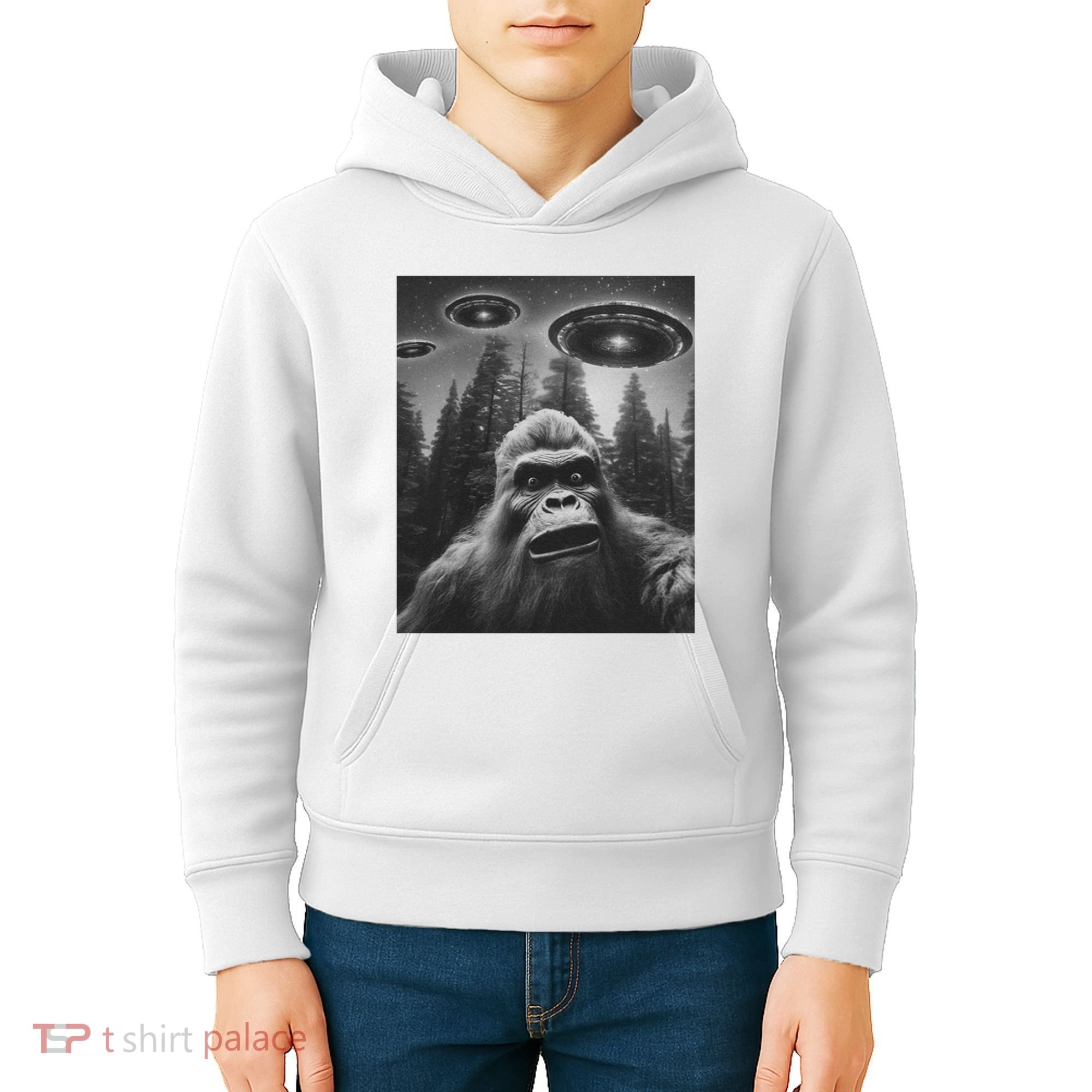 Funny Bigfoot Sasquatch Alien Ufo Kids Hoodie
