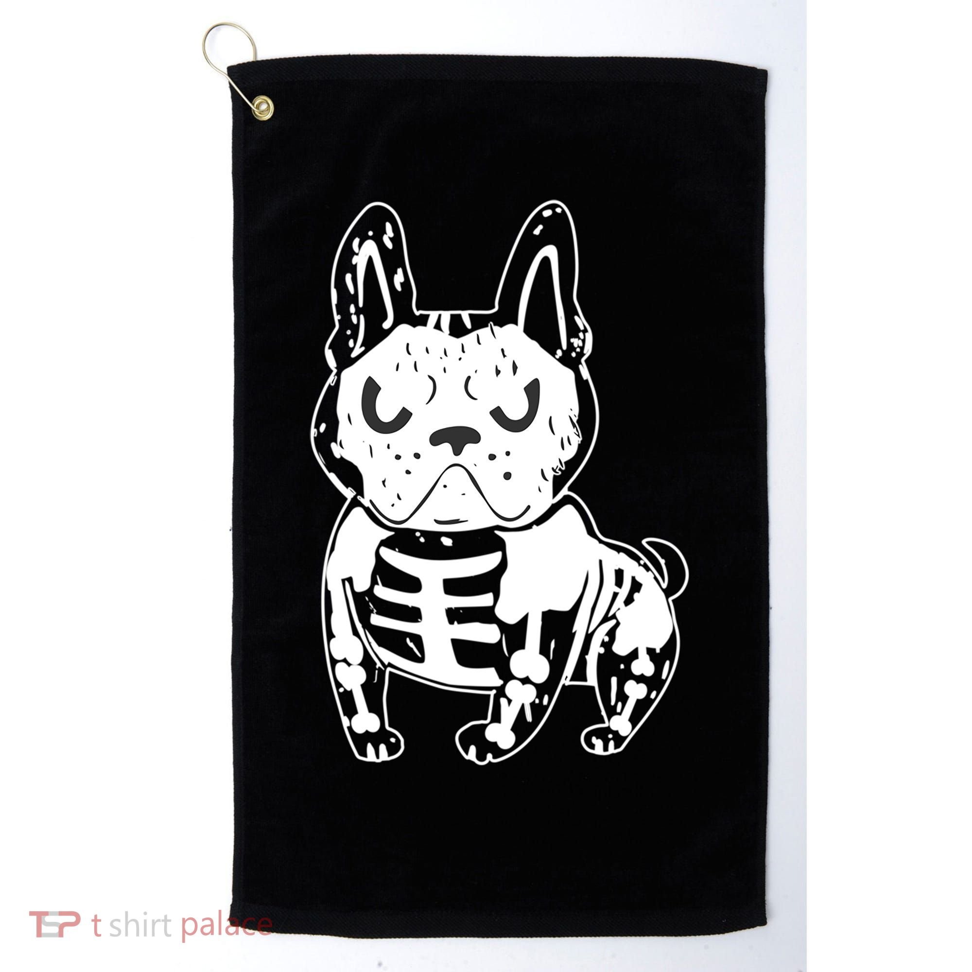 French Bulldog Skeleton Ghost Halloween Costume Gift Golf Towel