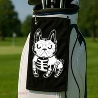 French Bulldog Skeleton Ghost Halloween Costume Gift Golf Towel thumb 2