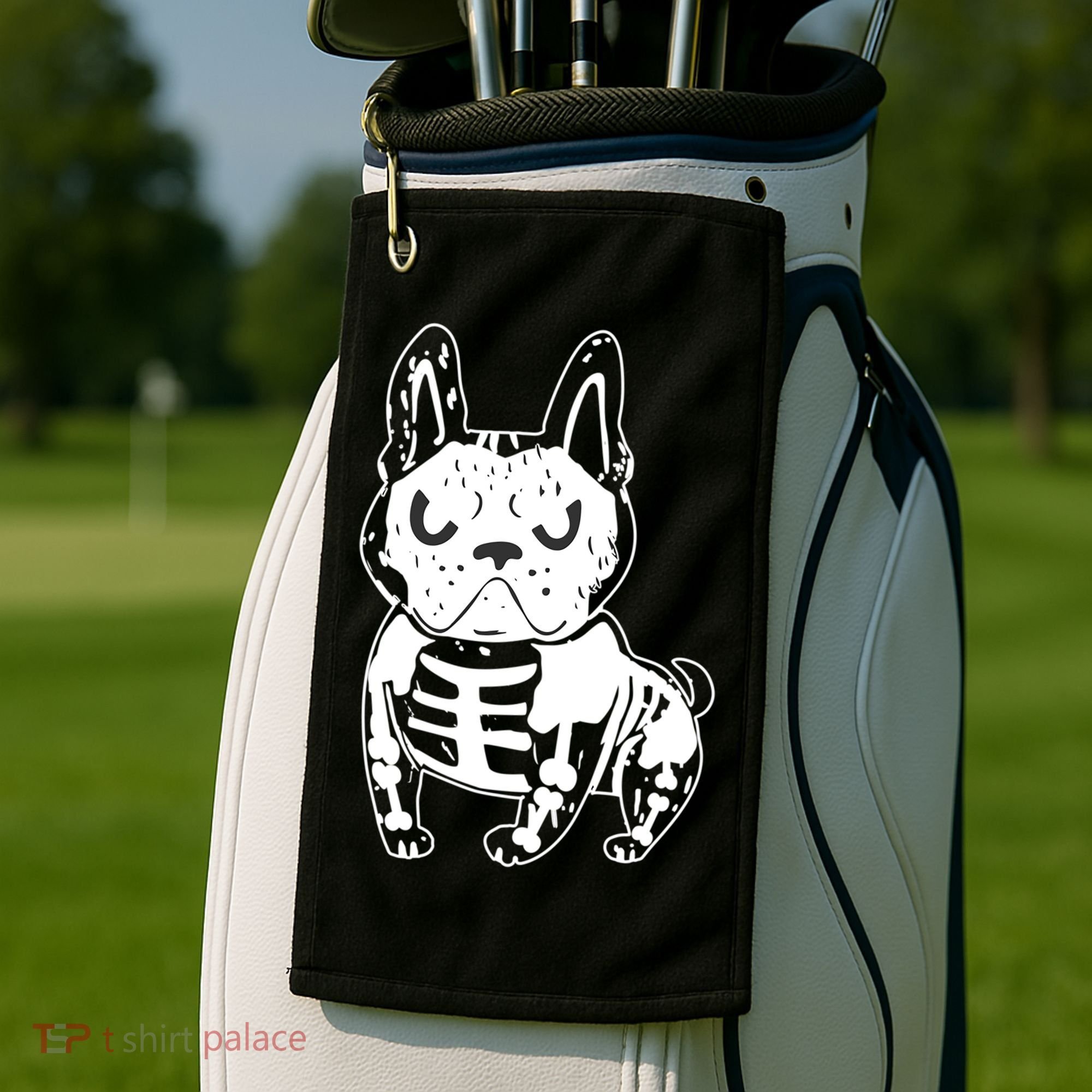 French Bulldog Skeleton Ghost Halloween Costume Gift Golf Towel