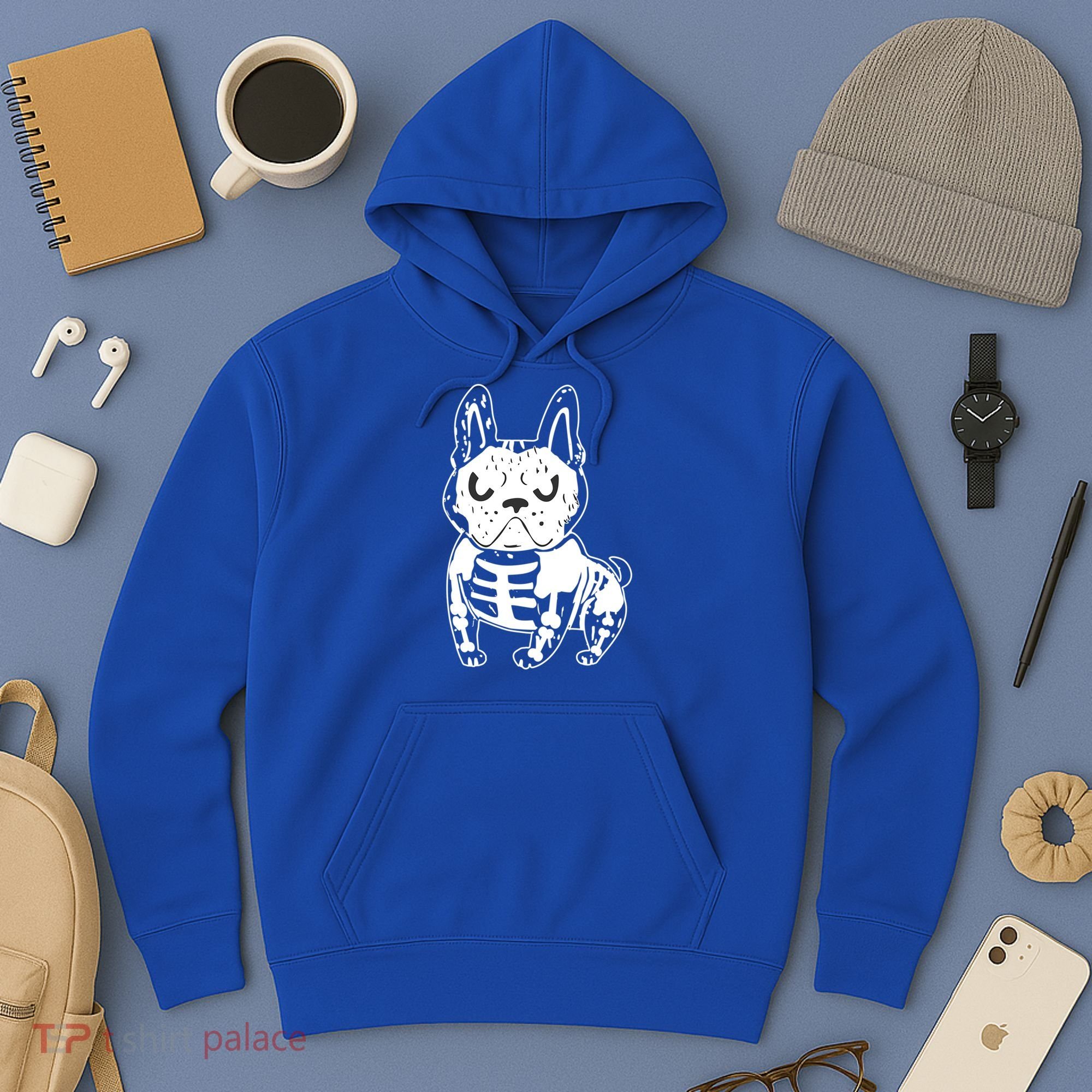 French Bulldog Skeleton Ghost Halloween Costume Gift Hoodie