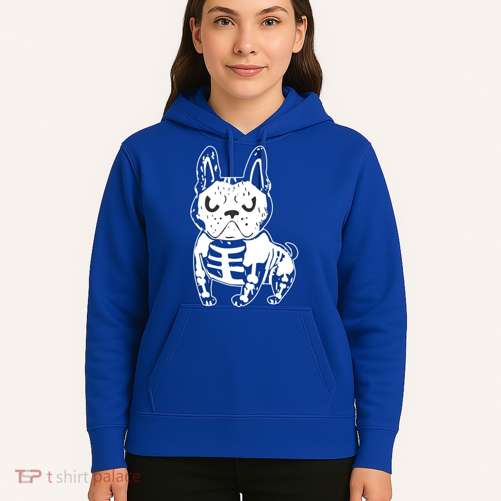 French Bulldog Skeleton Ghost Halloween Costume Gift Hoodie