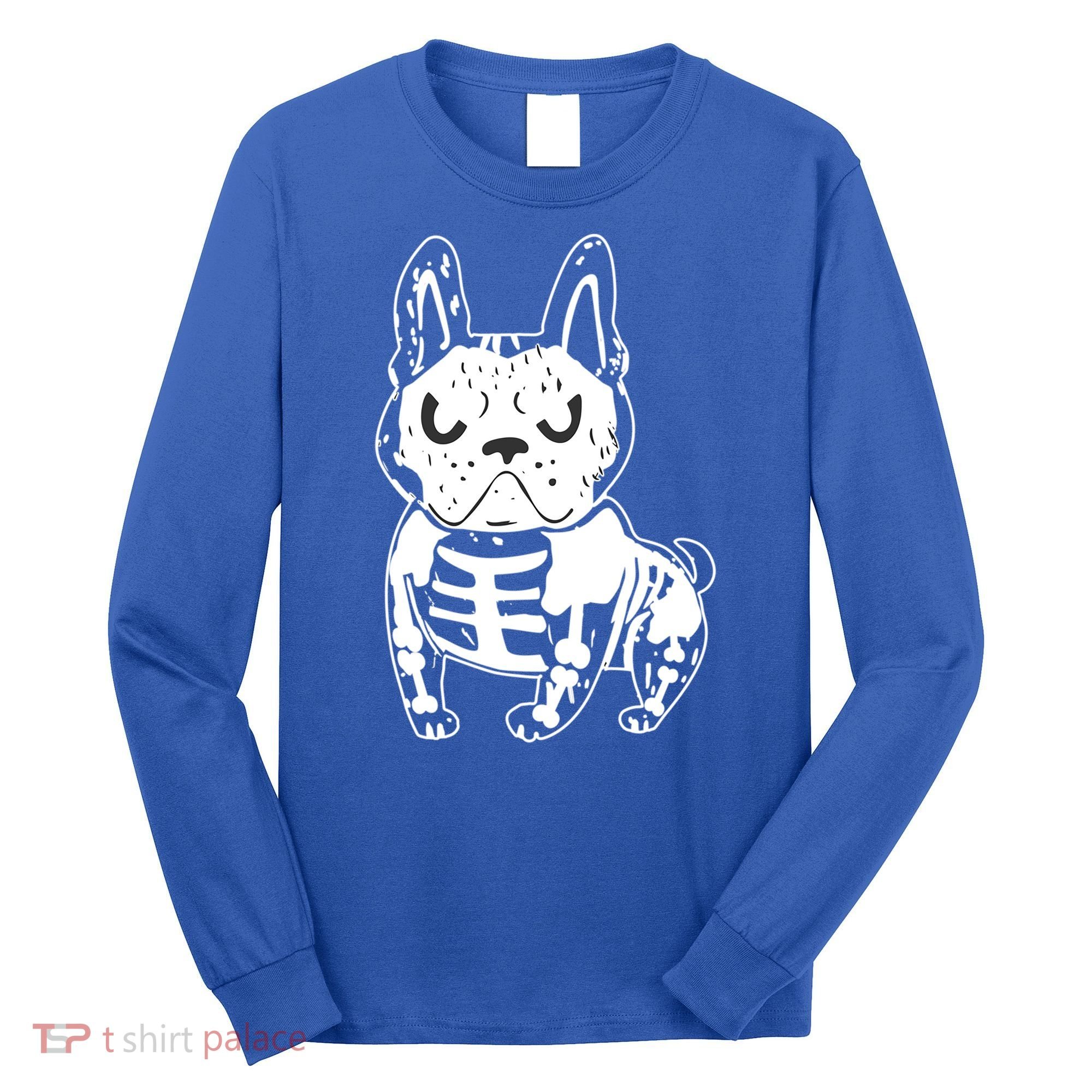 French Bulldog Skeleton Ghost Halloween Costume Gift Long Sleeve Shirt