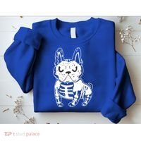 French Bulldog Skeleton Ghost Halloween Costume Gift Sweatshirt thumb 2