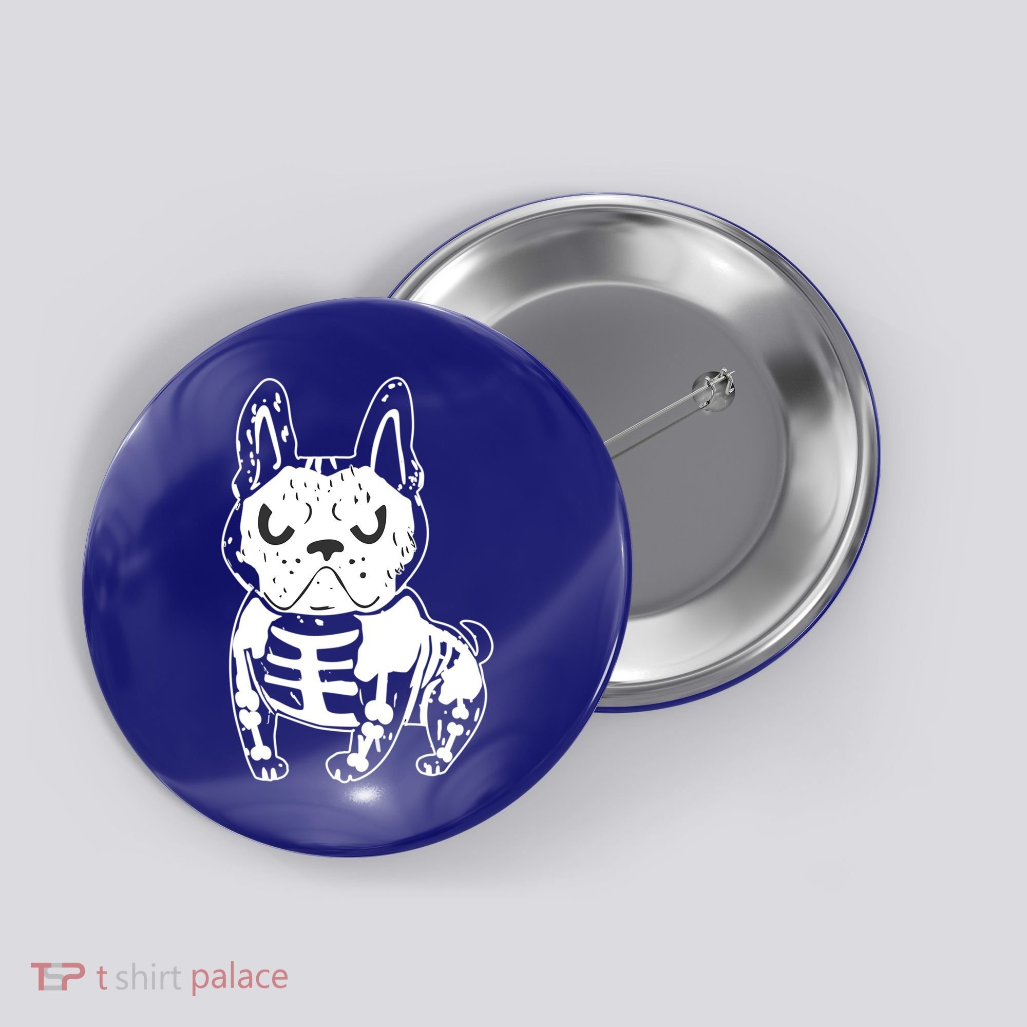 French Bulldog Skeleton Ghost Halloween Costume Gift Button