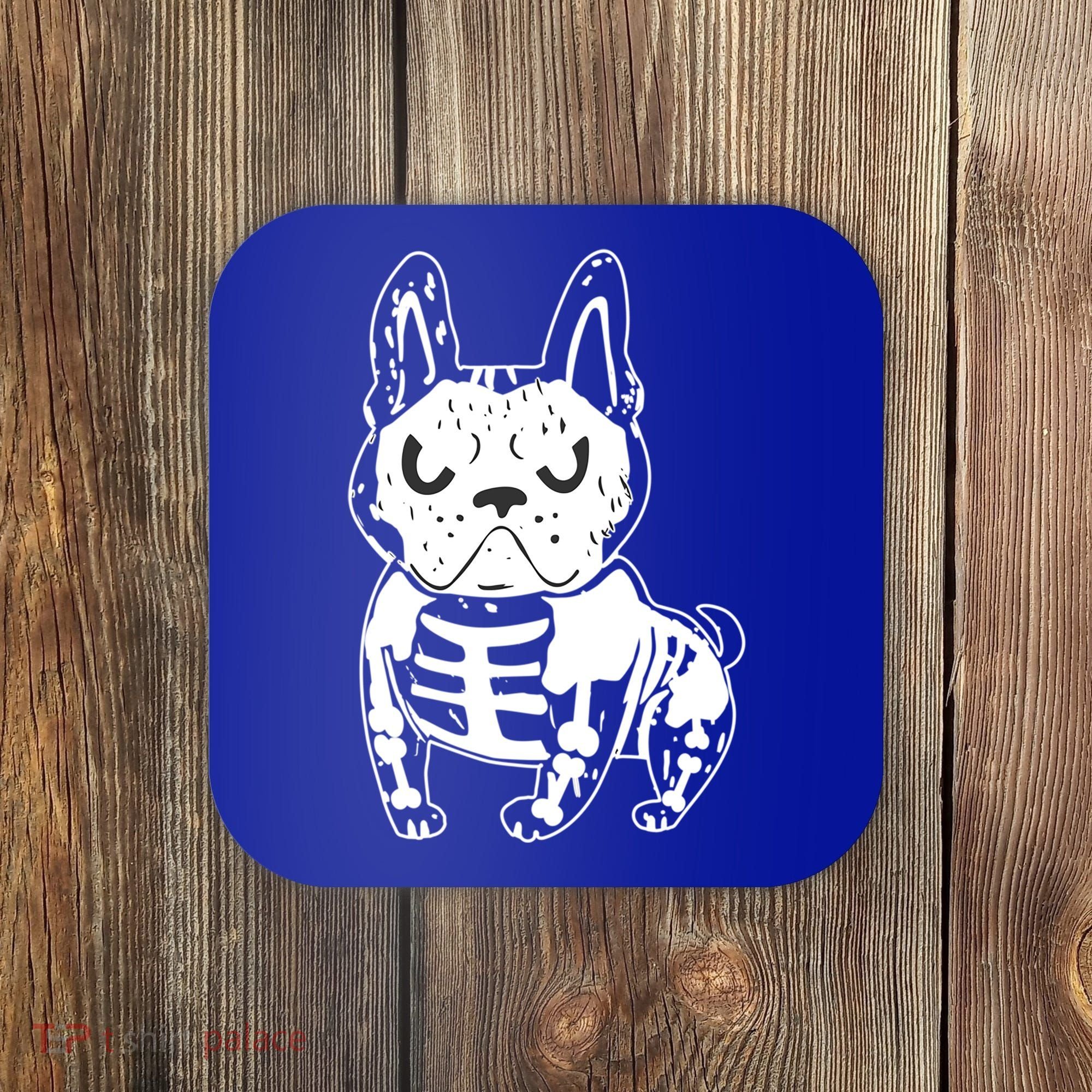 French Bulldog Skeleton Ghost Halloween Costume Gift Coaster