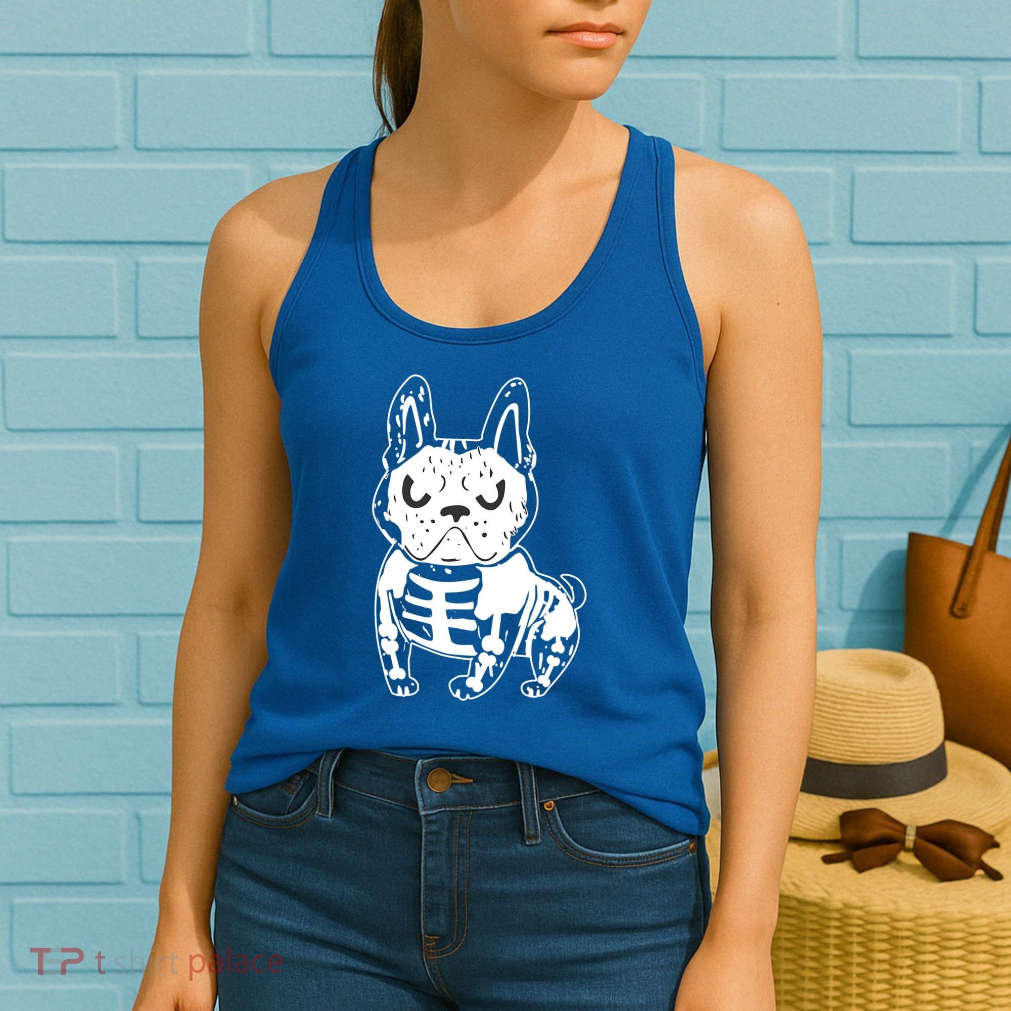French Bulldog Skeleton Ghost Halloween Costume Gift Women's Tank Top