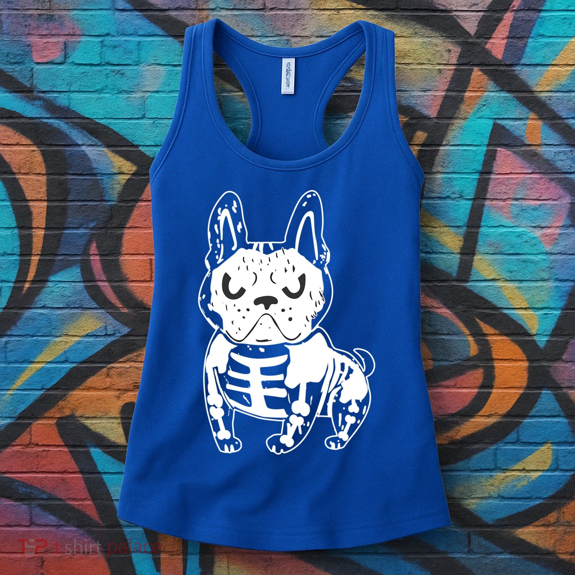 French Bulldog Skeleton Ghost Halloween Costume Gift Women's Tank Top