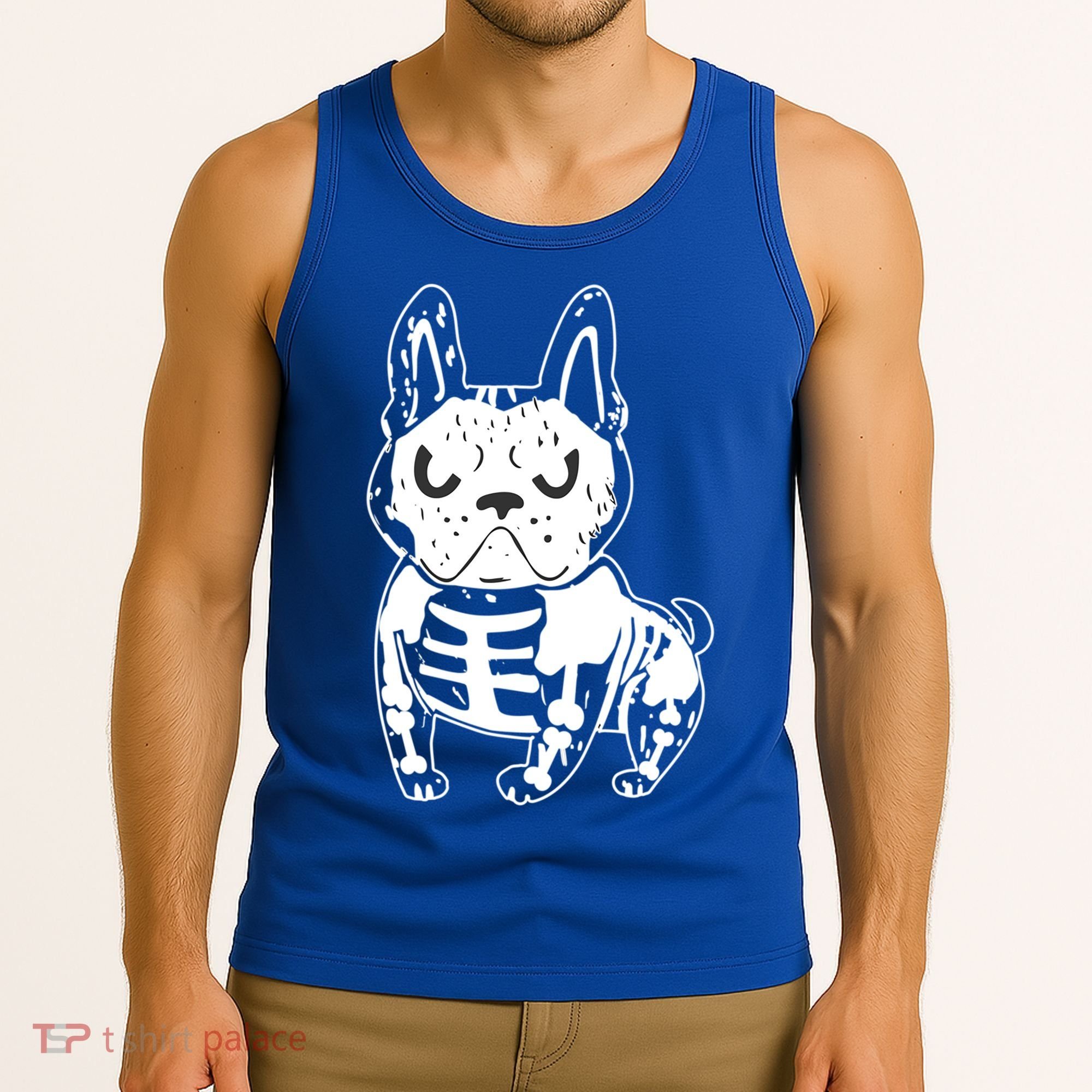 French Bulldog Skeleton Ghost Halloween Costume Gift Tank Top