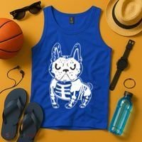 French Bulldog Skeleton Ghost Halloween Costume Gift Tank Top thumb 4