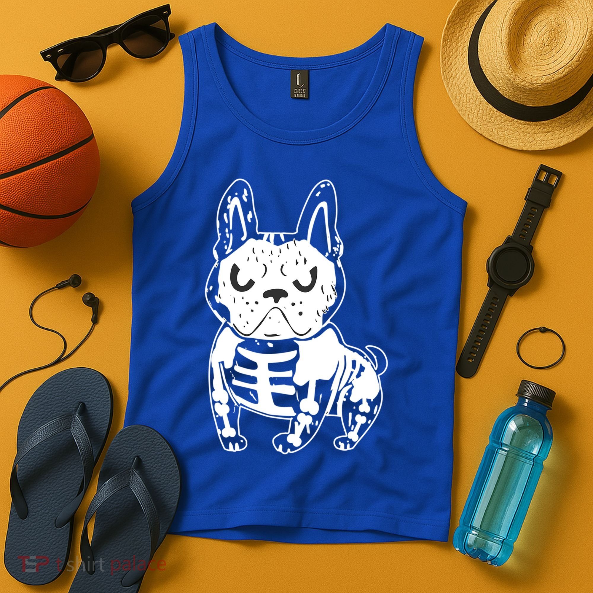 French Bulldog Skeleton Ghost Halloween Costume Gift Tank Top