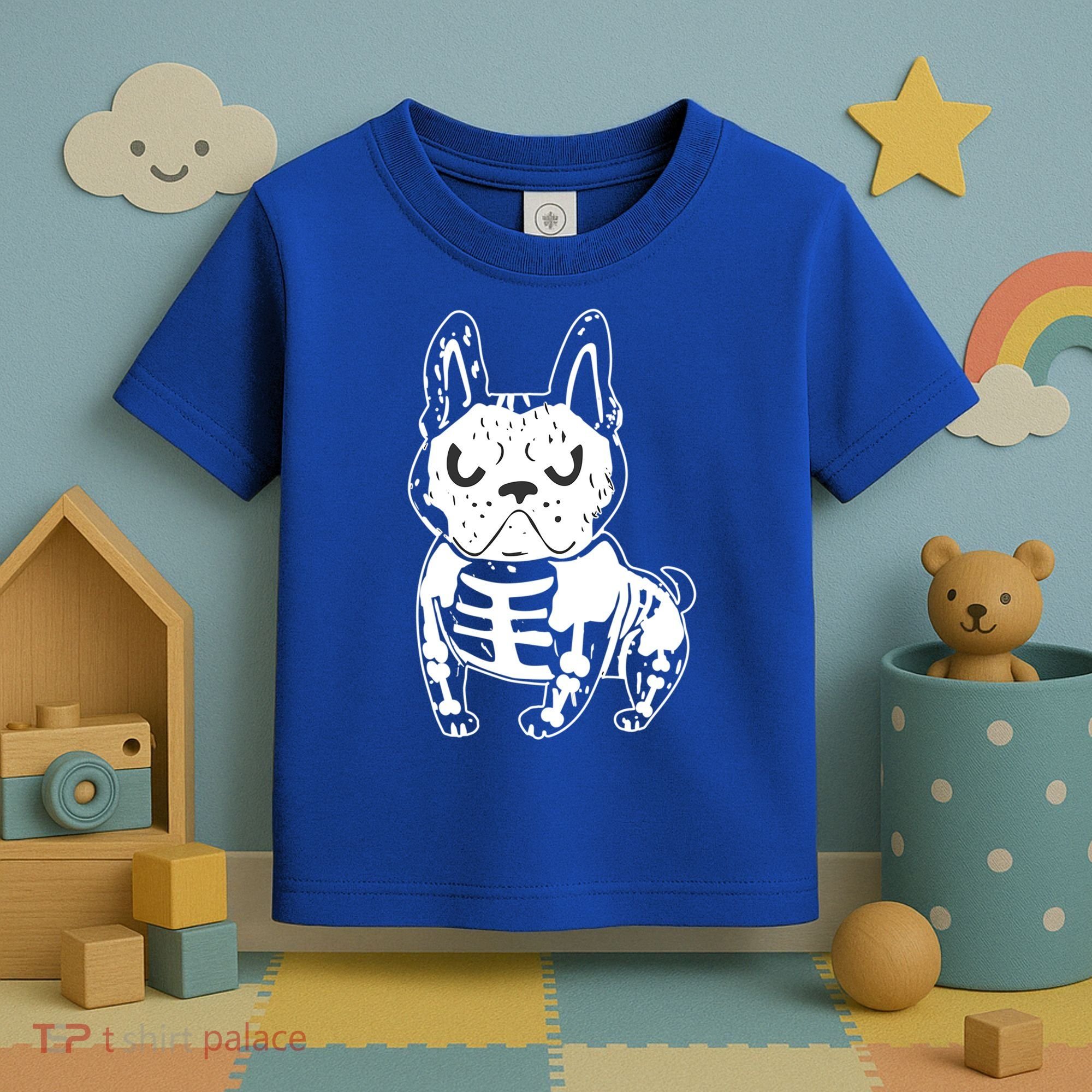 French Bulldog Skeleton Ghost Halloween Costume Gift Toddler T-Shirt