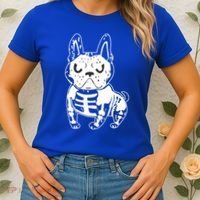 French Bulldog Skeleton Ghost Halloween Costume Gift Women's T-Shirt thumb 2