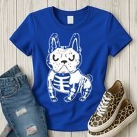 French Bulldog Skeleton Ghost Halloween Costume Gift Women's T-Shirt thumb 3