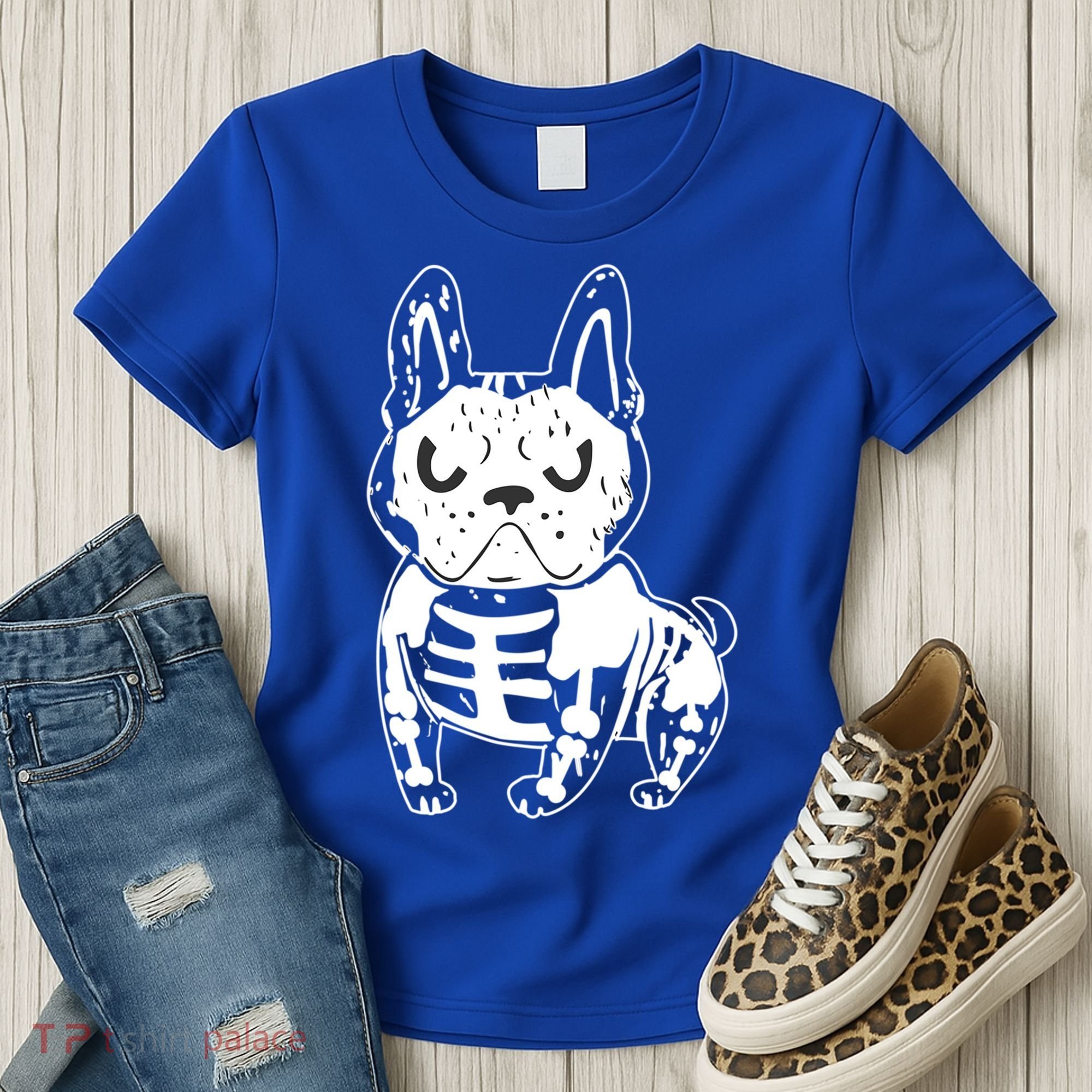 French Bulldog Skeleton Ghost Halloween Costume Gift Women's T-Shirt