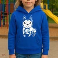 French Bulldog Skeleton Ghost Halloween Costume Gift Kids Hoodie thumb 3