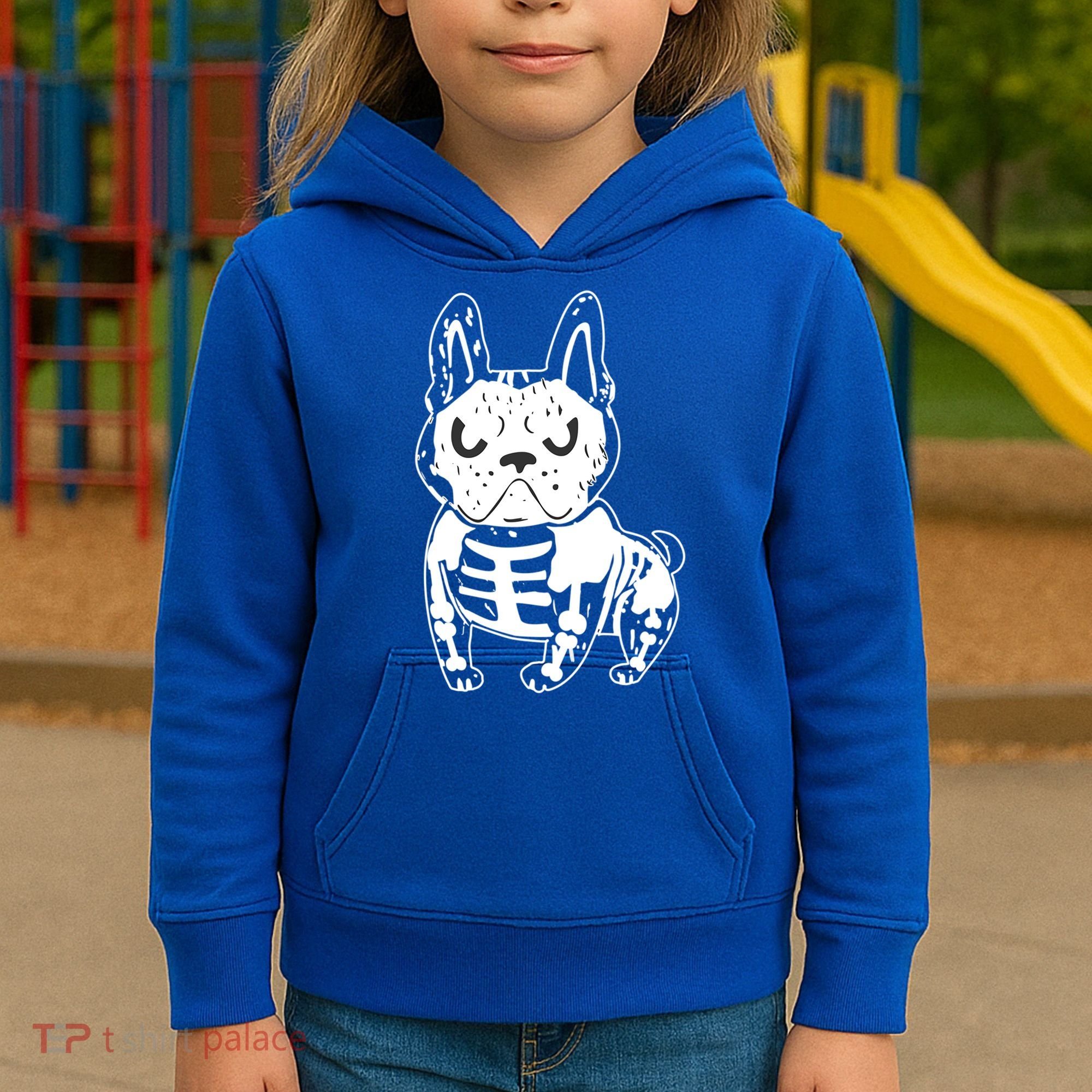French Bulldog Skeleton Ghost Halloween Costume Gift Kids Hoodie