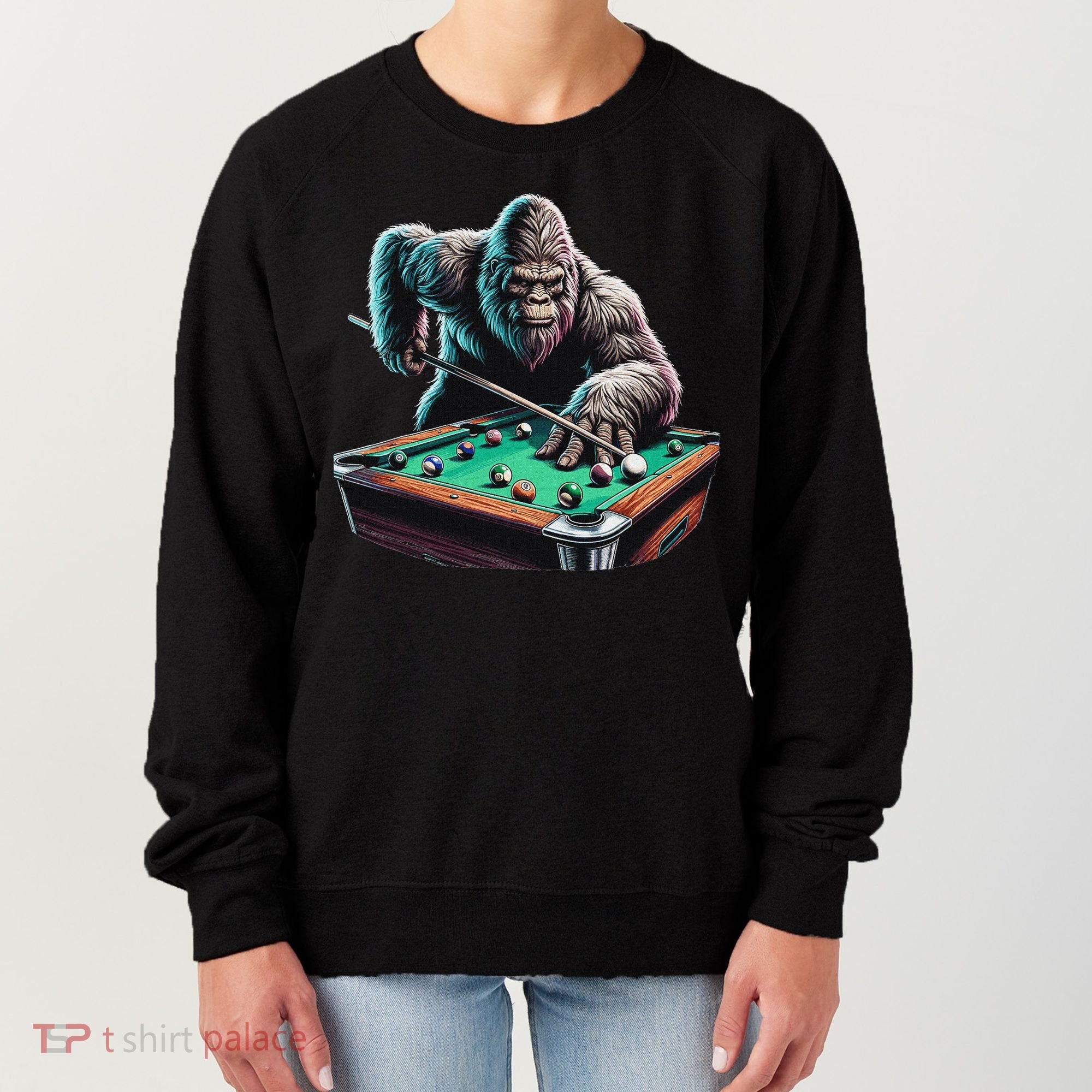 Funny Bigfoot Sasquatch Billiards Pool Player Women's Sweatshirt