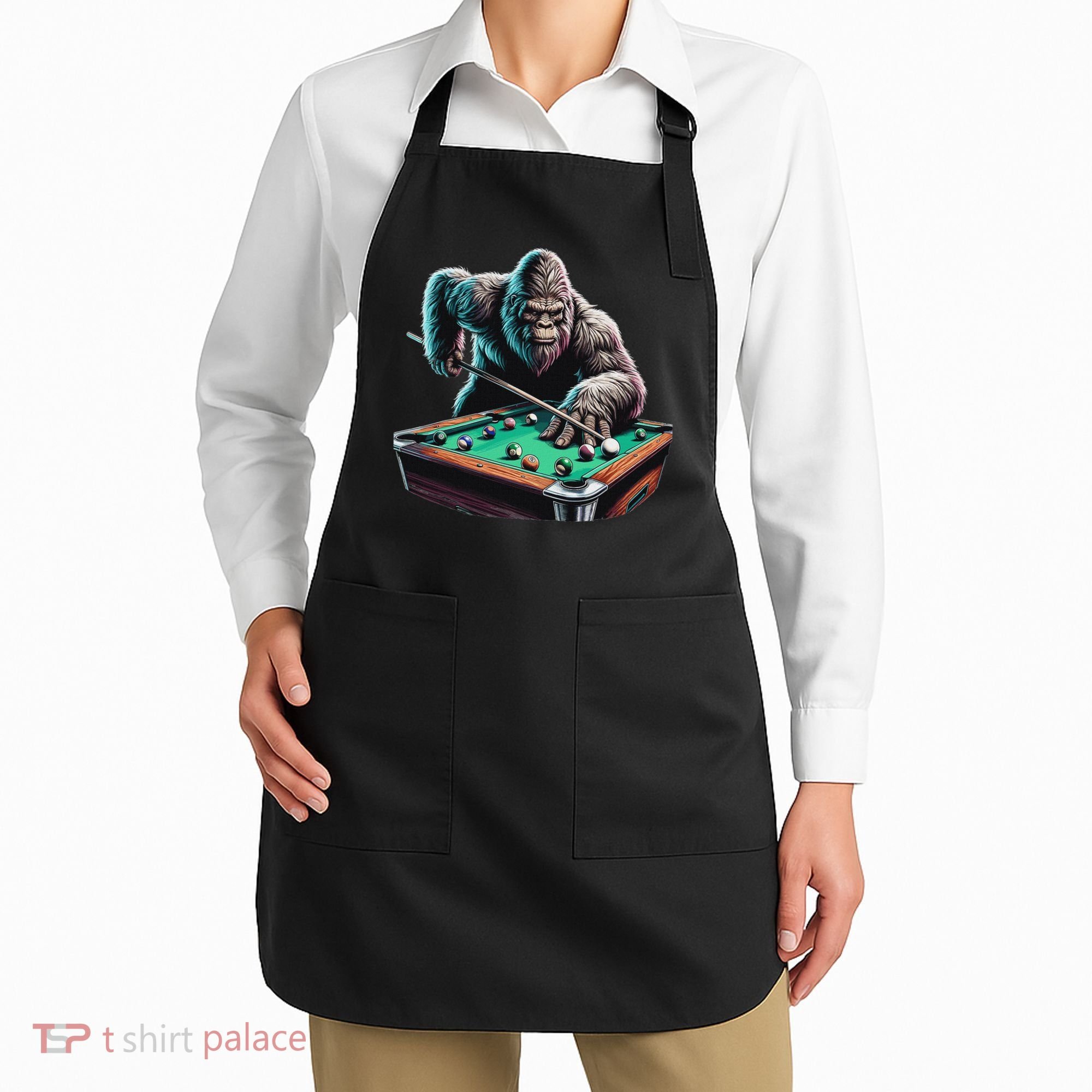 Funny Bigfoot Sasquatch Billiards Pool Player Apron